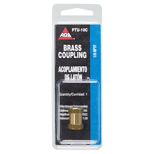 Ags Brass Coupling, Female (1/8-27 NPT), 1/card PTU-10C - main